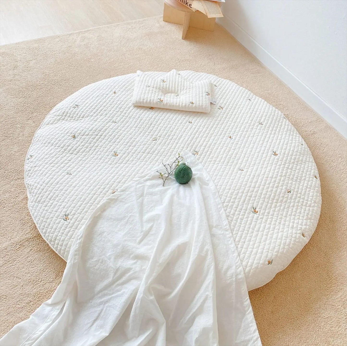 Mes animaux déco - Tapis Rond en Coton pour Nouveau-Nés - Chambre de Bébé