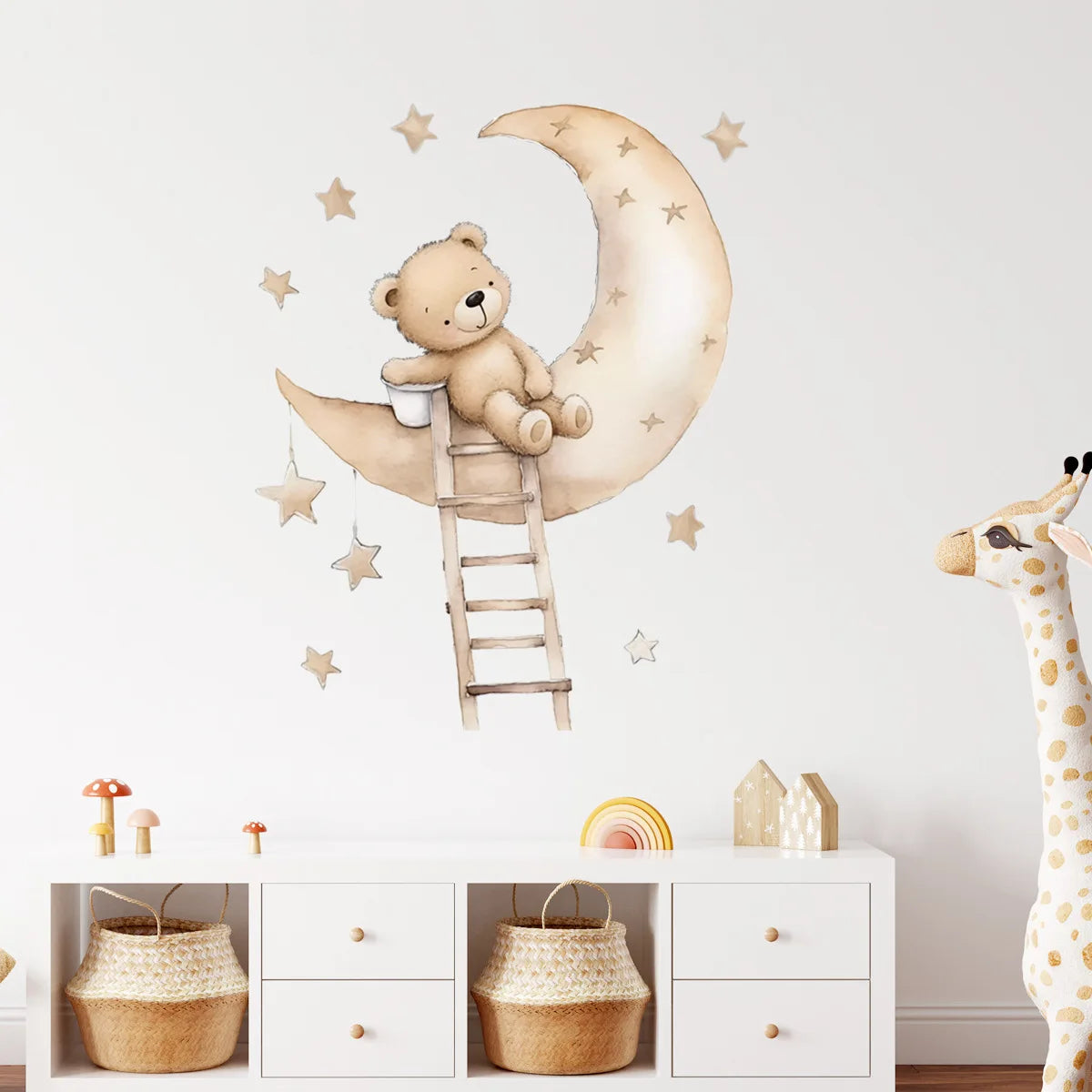 Stickers Muraux Ours en Peluche sur la Lune - Mes animaux déco