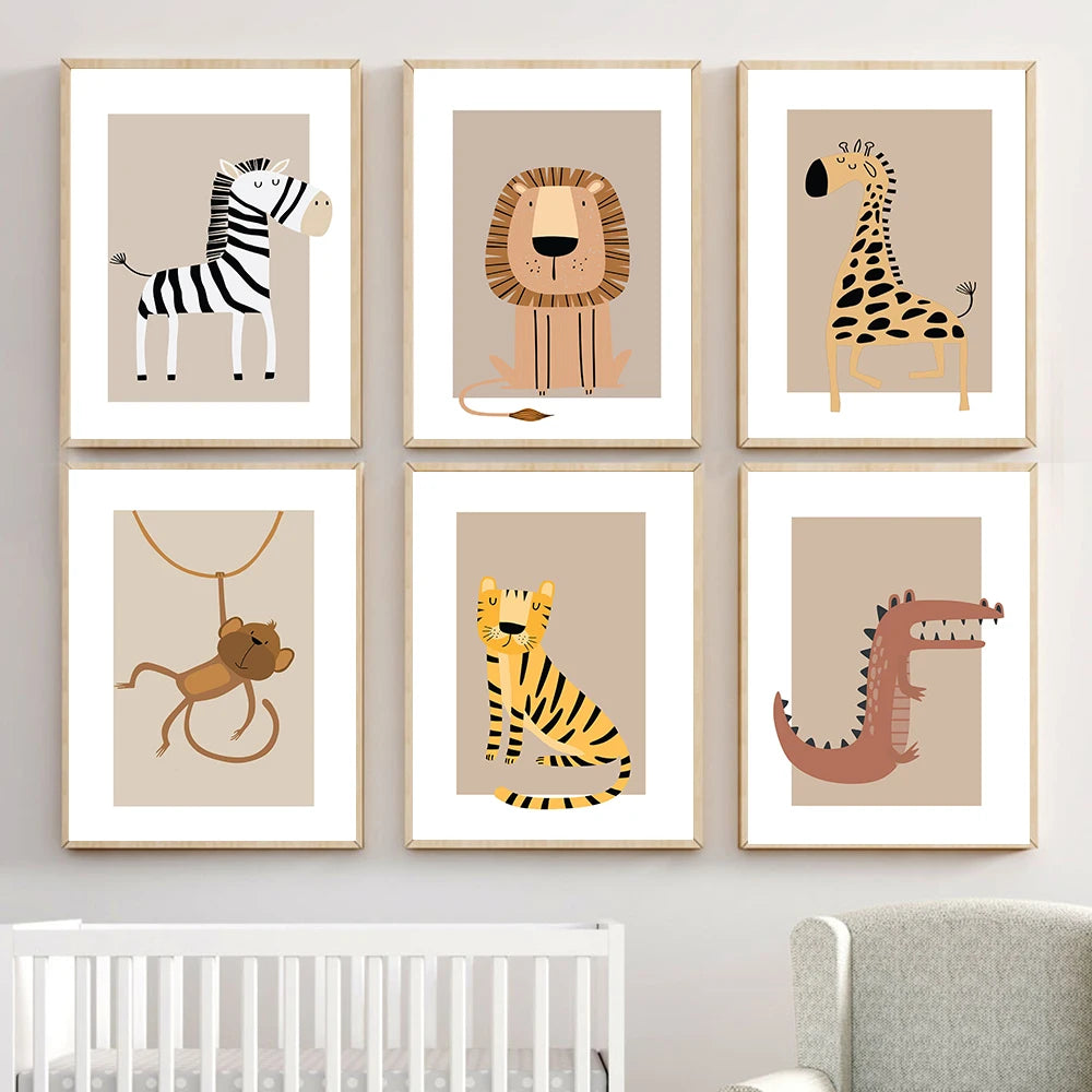 Toile Imprimée d'Animaux de Safari - Mes animaux déco