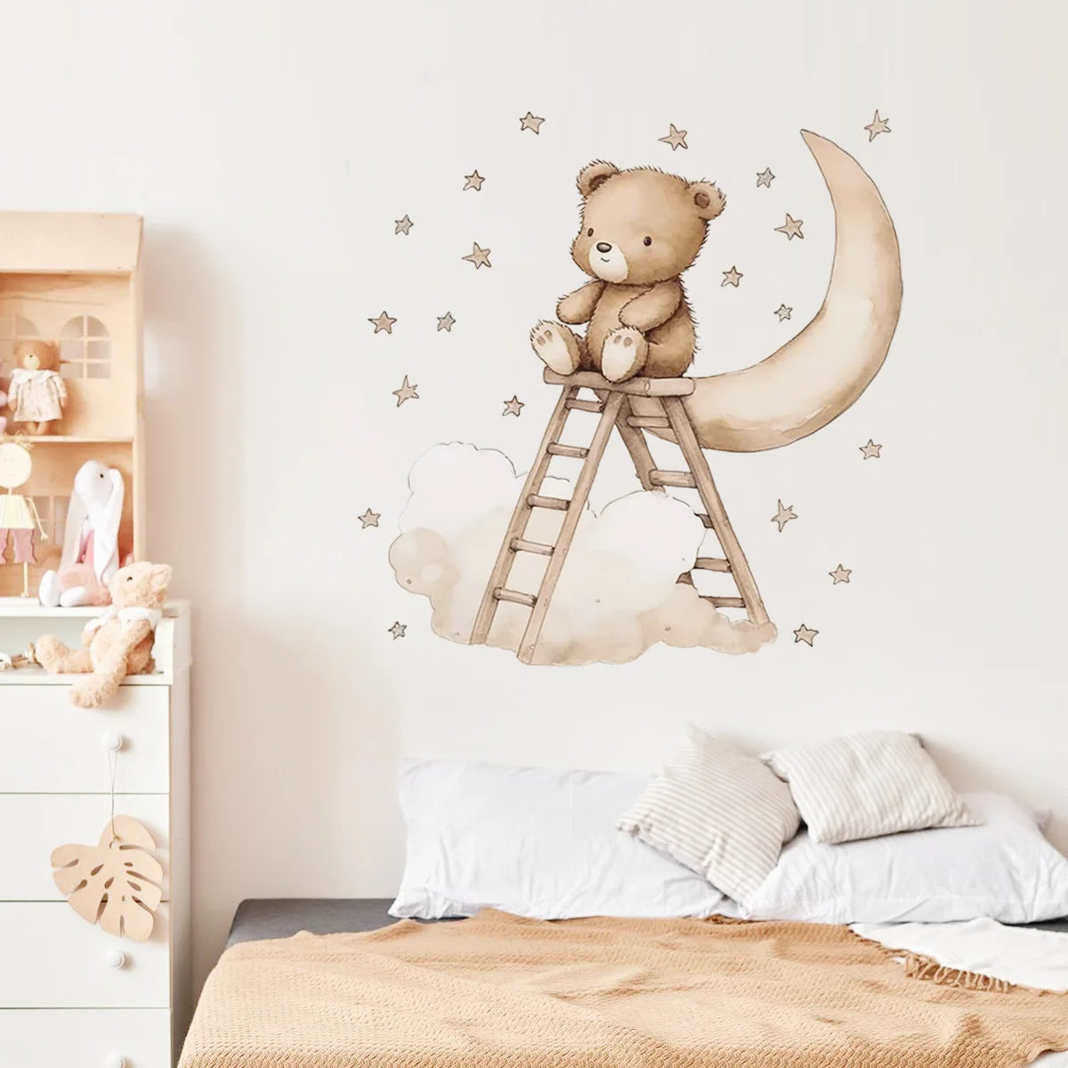 Stickers Muraux Ours en Peluche sur la Lune - Mes animaux déco