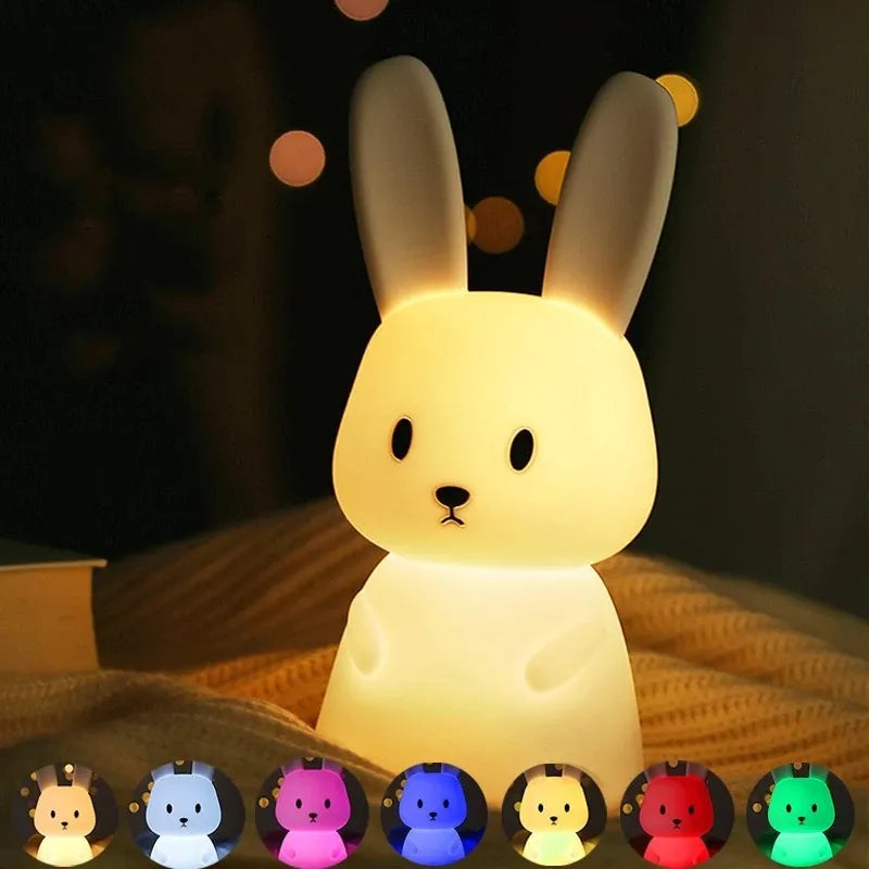 Mes animaux déco - Veilleuse Lapin en Silicone - Lumière Douce Nuits chambre Enfants