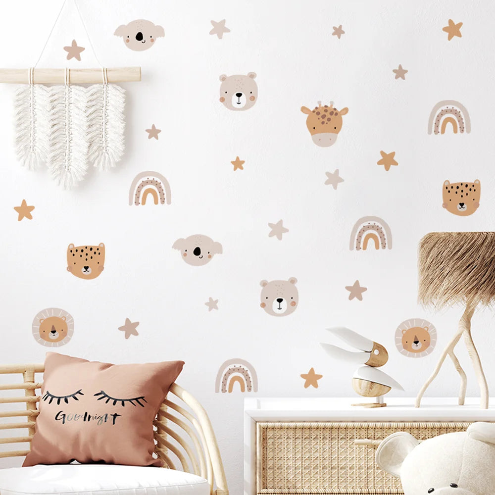 Mes animaux déco - stickers muraux Arc-en-Ciel et Animaux