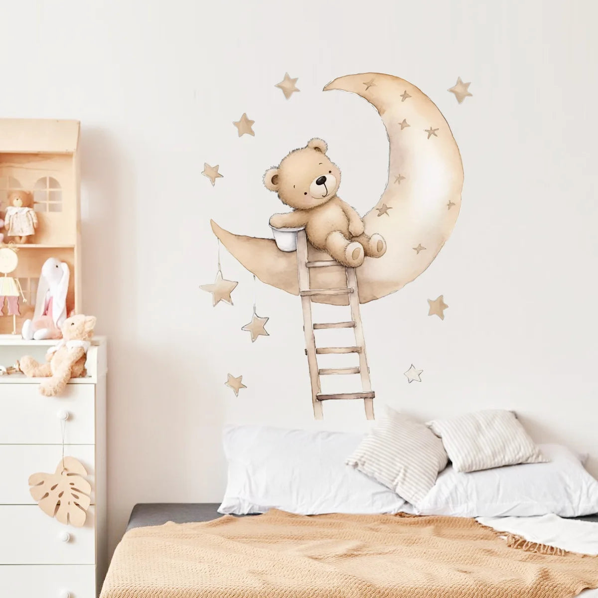 Stickers Muraux Ours en Peluche sur la Lune - Mes animaux déco