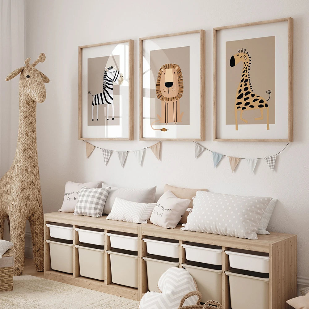 Toile Imprimée d'Animaux de Safari - Mes animaux déco