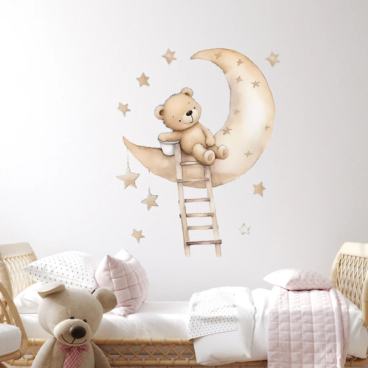 Stickers Muraux Ours en Peluche sur la Lune - Mes animaux déco