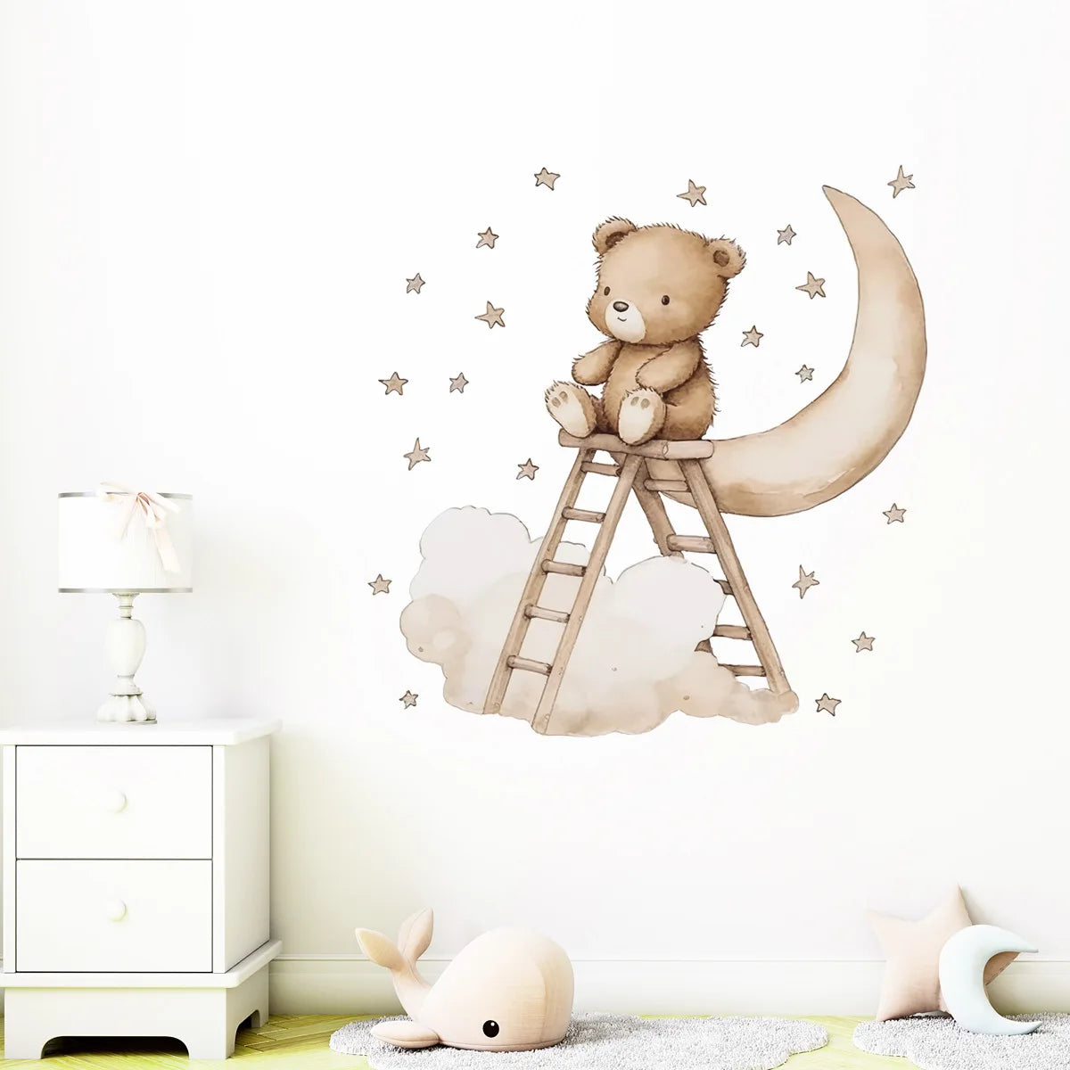 Stickers Muraux Ours en Peluche sur la Lune - Mes animaux déco