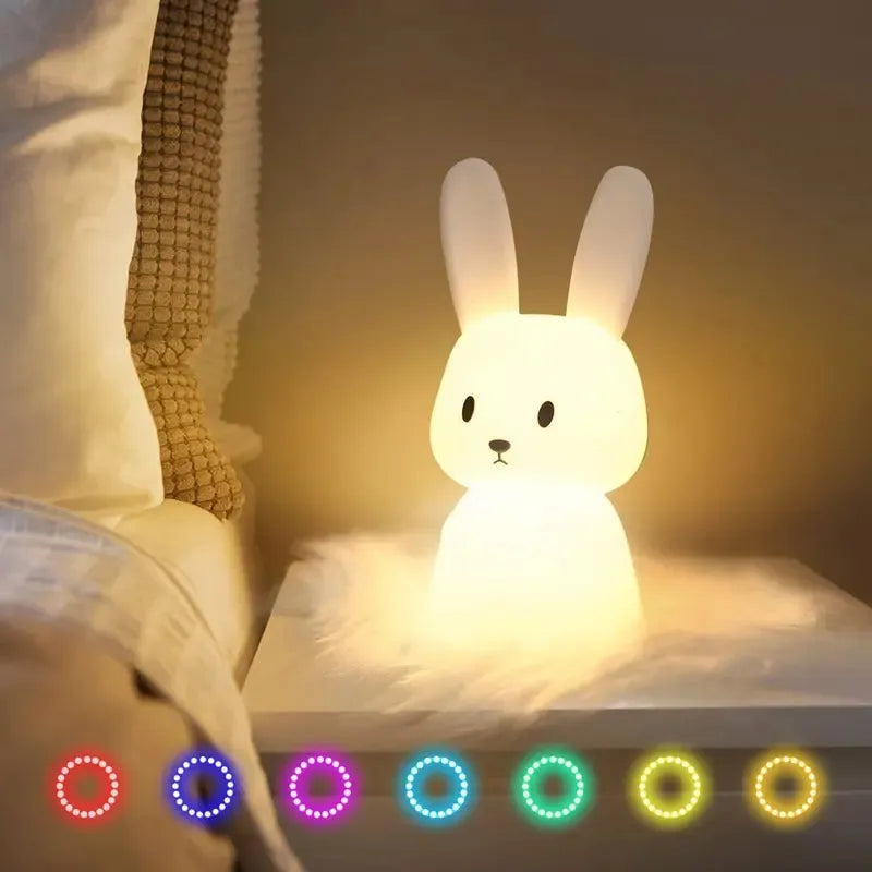Mes animaux déco - Veilleuse Lapin en Silicone - Lumière Douce Nuits chambre Enfants