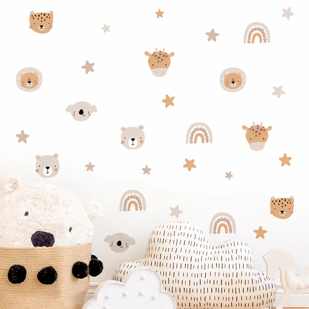 Mes animaux déco - stickers muraux Arc-en-Ciel et Animaux