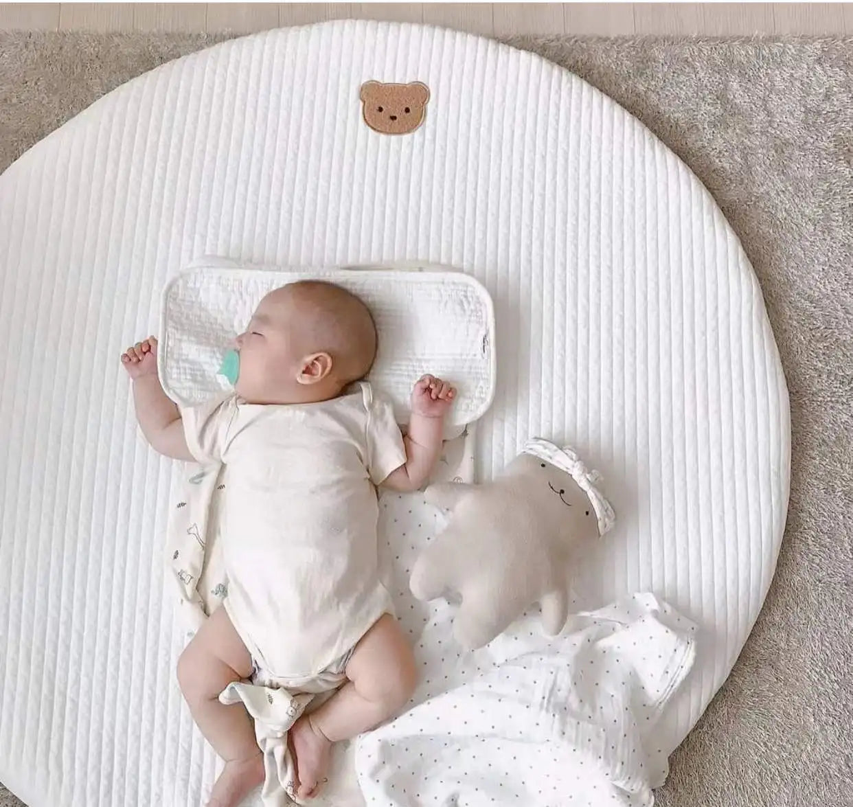 Mes animaux déco - Tapis Rond en Coton pour Nouveau-Nés - Chambre de Bébé