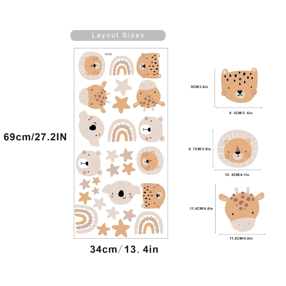 Mes animaux déco - stickers muraux Arc-en-Ciel et Animaux