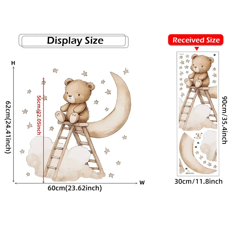 Stickers Muraux Ours en Peluche sur la Lune - Mes animaux déco