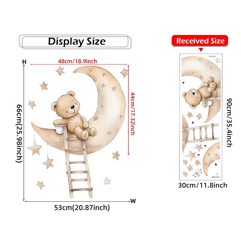 Stickers Muraux Ours en Peluche sur la Lune - Mes animaux déco