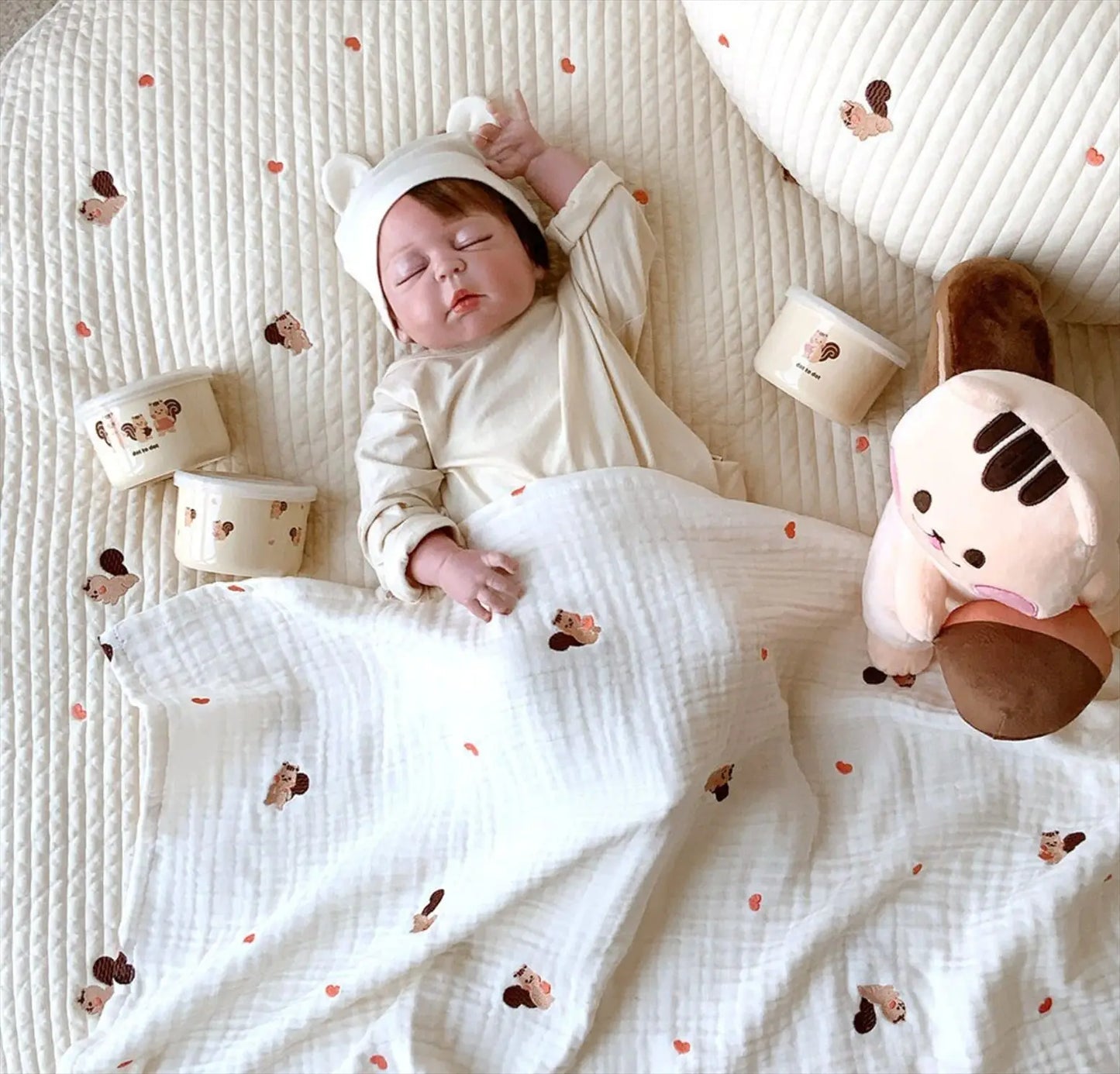 Mes animaux déco - Tapis Rond en Coton pour Nouveau-Nés - Chambre de Bébé