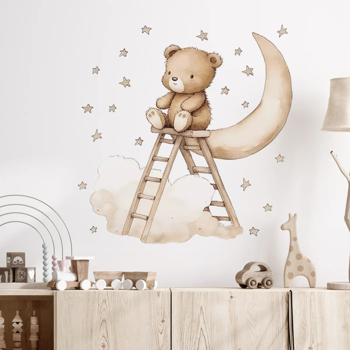 Stickers Muraux Ours en Peluche sur la Lune - Mes animaux déco