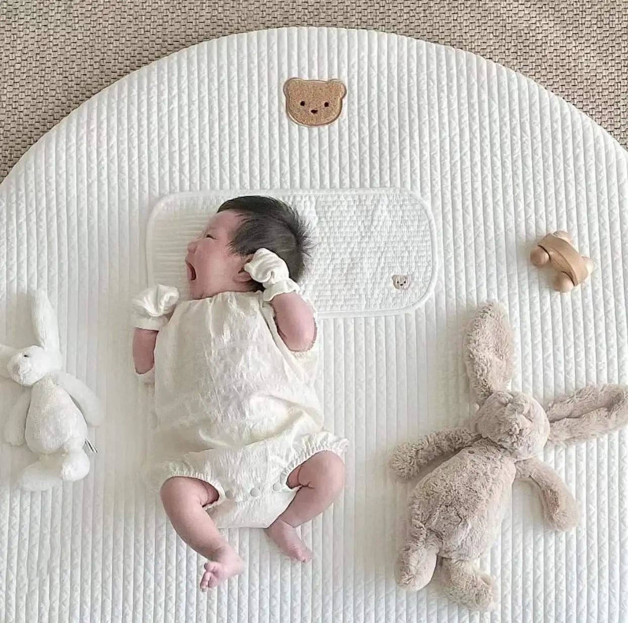 Mes animaux déco - Tapis Rond en Coton pour Nouveau-Nés - Chambre de Bébé