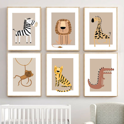 Toile Imprimée d'Animaux de Safari - Mes animaux déco