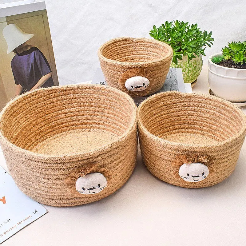 Mes animaux déco - Panier de rangement en corde de coton tissé
